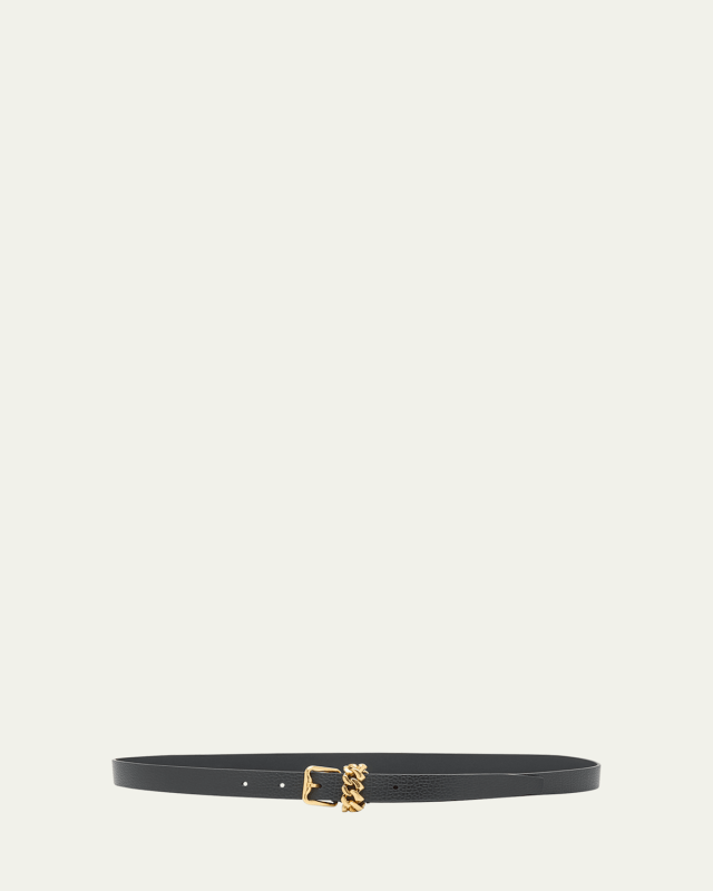 Chain Loop Leather Skinny Belt
